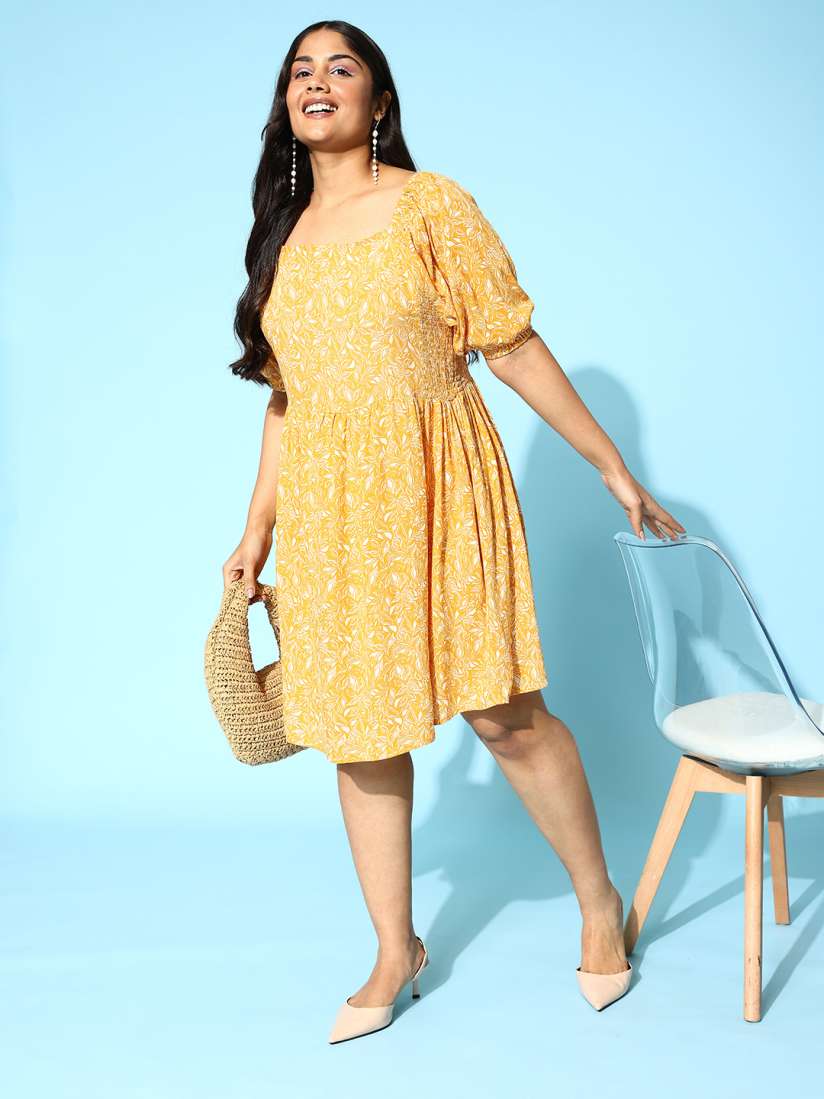 Buy Sztori Plus Size Floral Print Smocked Back A Line Dress Dresses for Women 21128084 Myntra