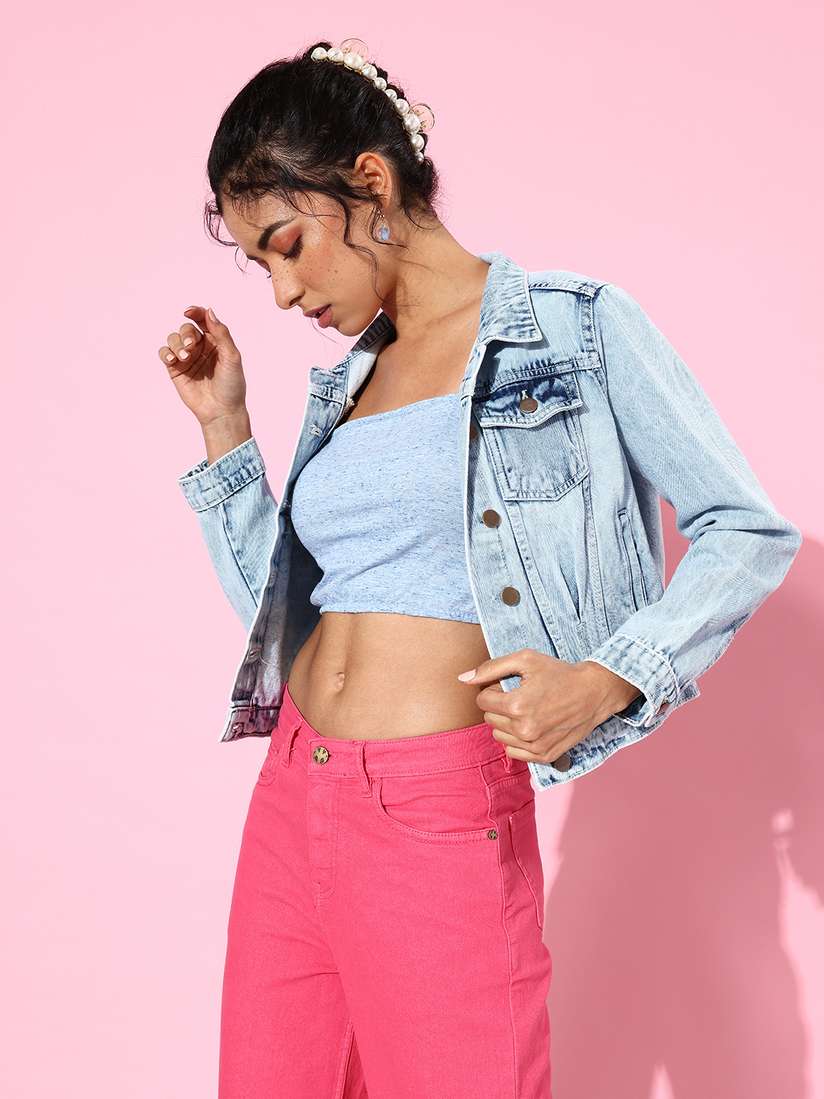Outfit Pink Ripped Jean Jacket Buy Dressberry Denim Jacket Jackets