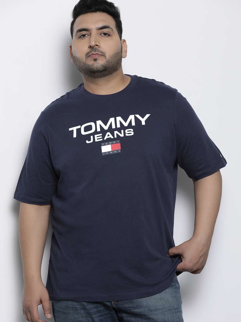Buy Tommy Hilfiger Plus Size Brand Logo Printed Pure Cotton T shirt Tshirts for Men 21129574 Myntra