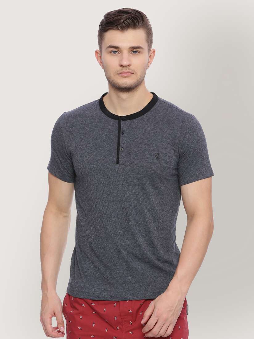 Buy Van Heusen Men Heathered Quick Dry Henley Neck T Shirt Tshirts for Men 2113765 Myntra