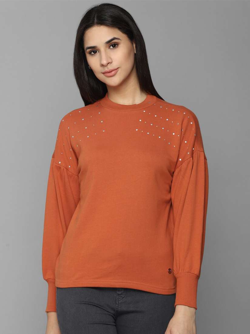 Buy Allen Solly Woman Women Orange Sweatshirt Sweatshirts for Women 21140298 Myntra
