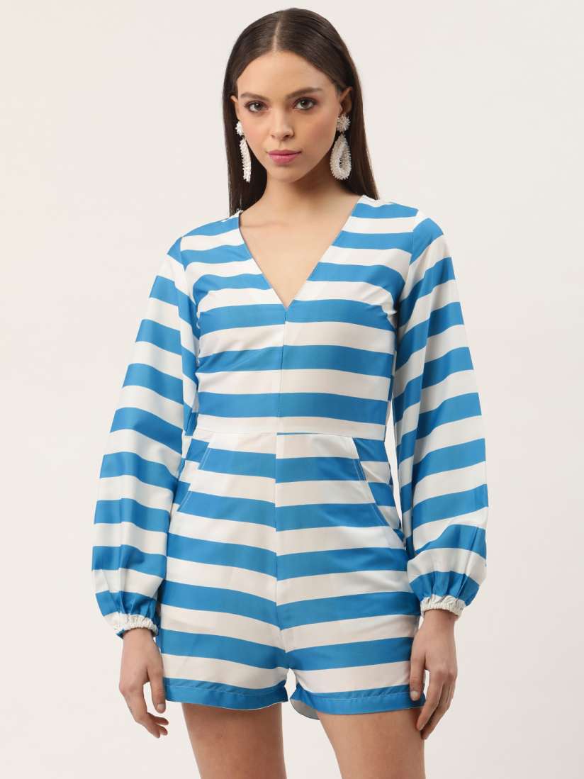 Striped jumpsuit myntra shop