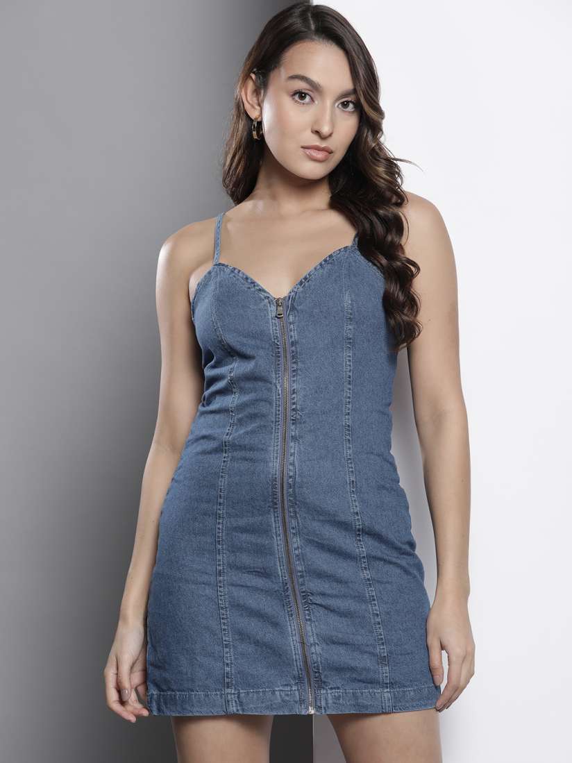 Buy NASTY GAL Relaxed Zip Through Denim Sheath Mini Dress Dresses for Women 21148680 Myntra
