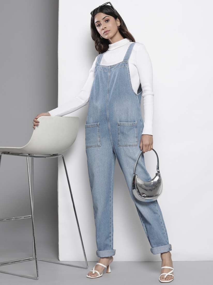 Buy NASTY GAL Relaxed Straight Leg Denim Jumpsuit Jumpsuit for Women 21149132 Myntra