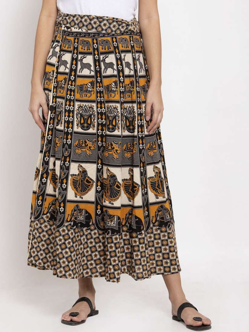 Buy SOUNDARYA Printed Pure Cotton Wrap Around Skirt Skirts for Women 21150522 Myntra