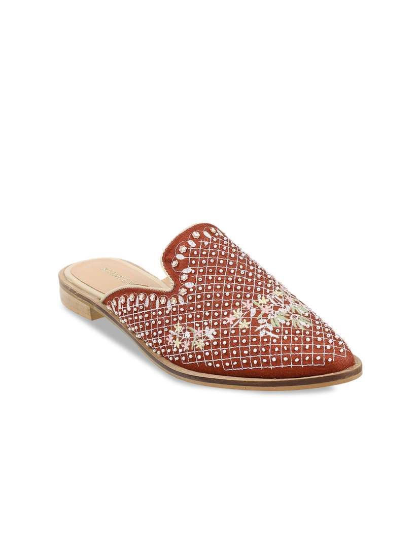 Buy Metro Women Embroidered Ethnic Mules Flats for Women 21157048 Myntra