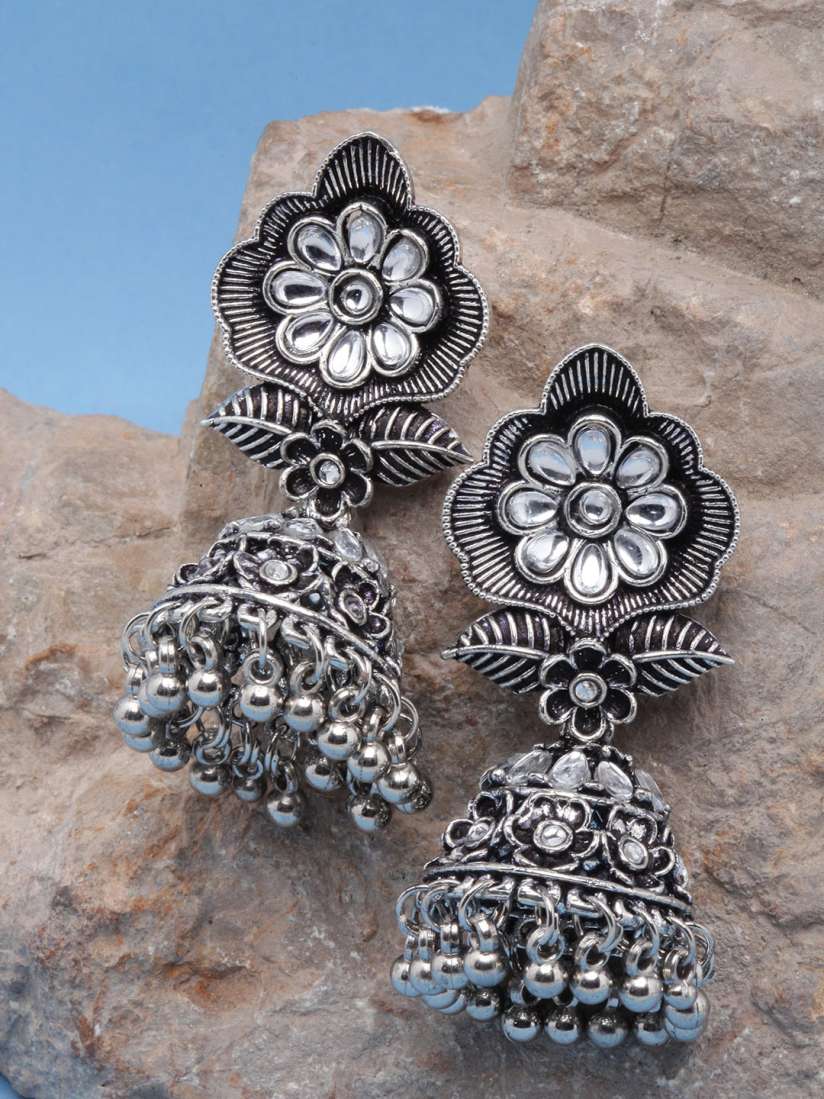 Buy DIVA WALK Silver Plated Contemporary Jhumkas Earrings Earrings for Women 21158466 Myntra