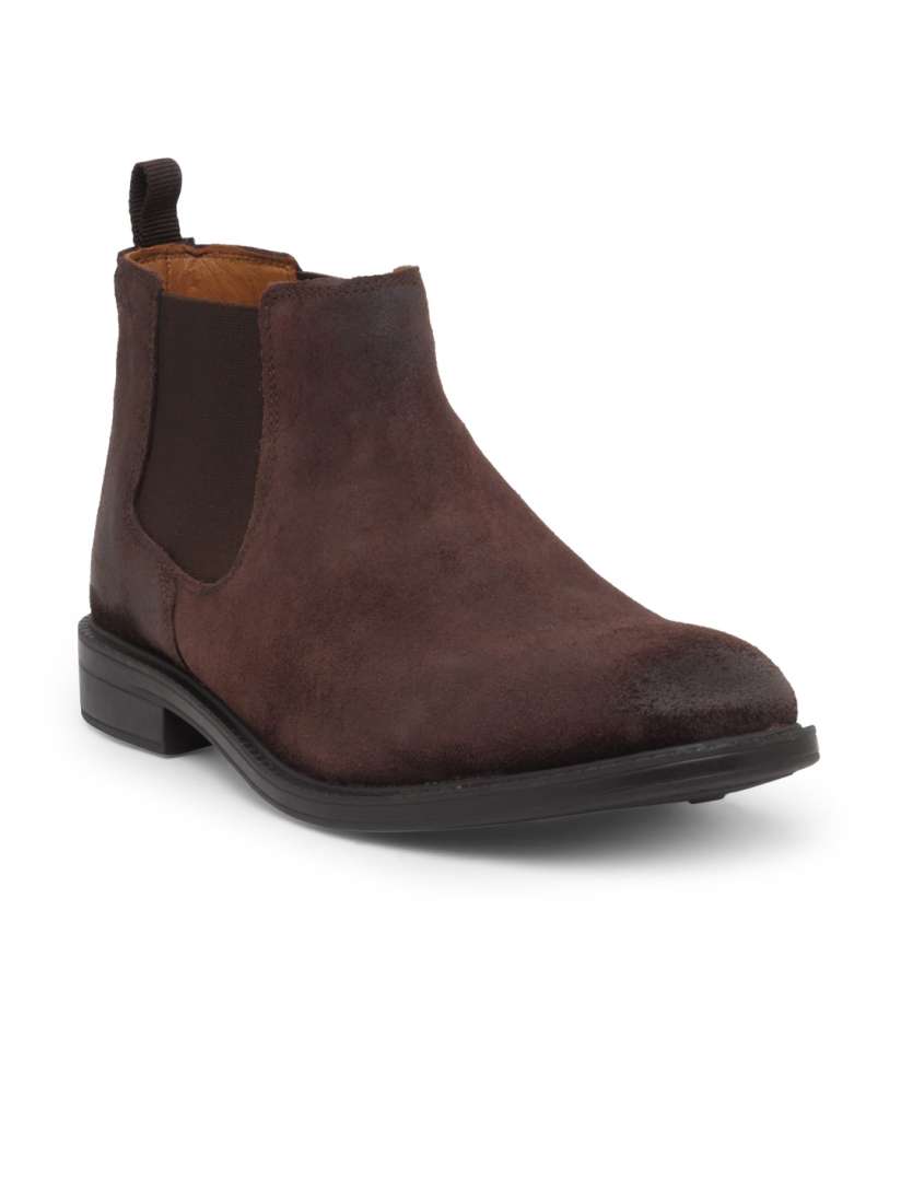 Buy Clarks Men Coffee Brown Solid Suede Mid Top Chelsea Boots Boots for Men 2115959 Myntra