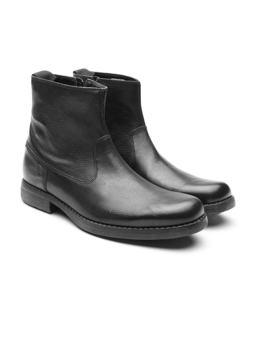 Buy Clarks Men Black Solid Leather Flat Boots Boots for Men 2116229 Myntra