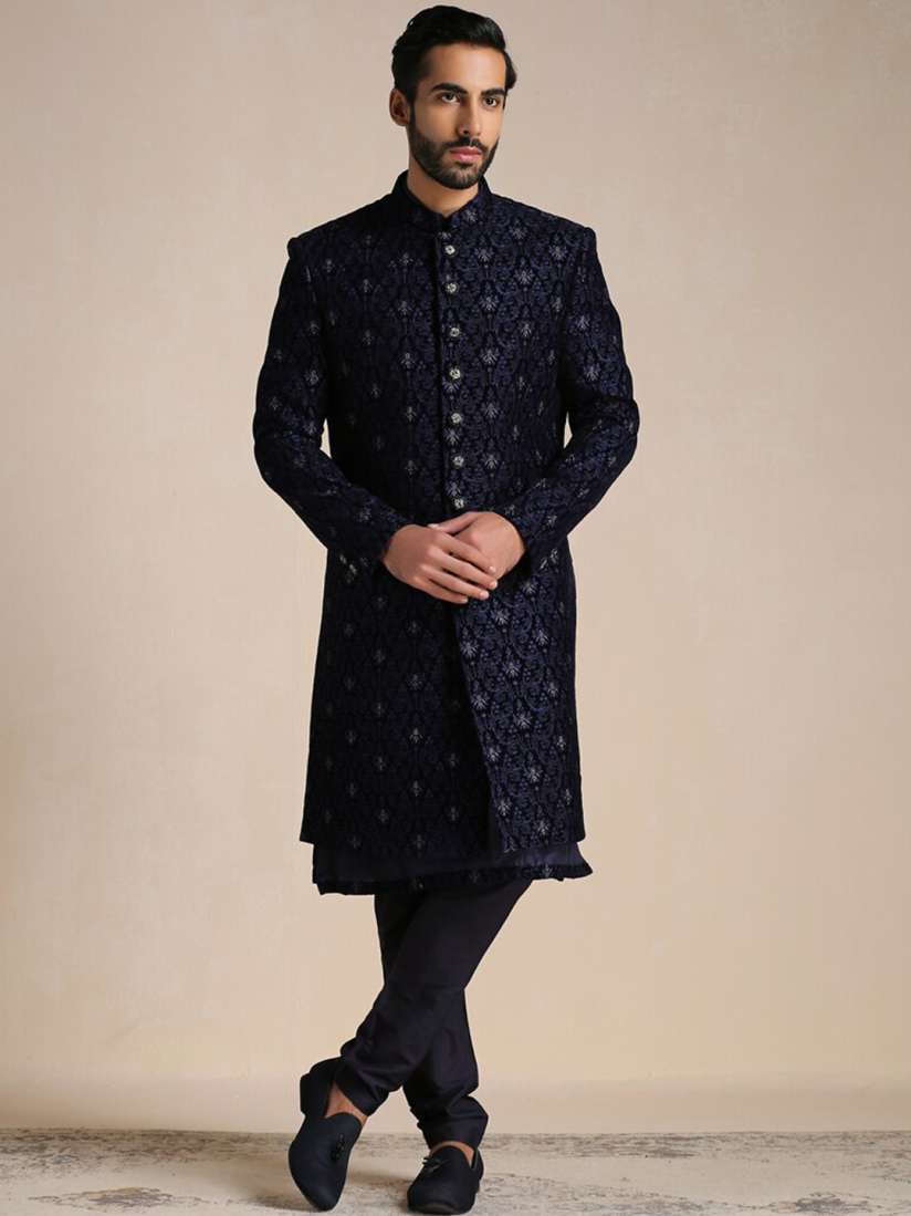 Buy Manyavar Men Embroidered Sherwani Set Sherwani for Men 21165404 Myntra