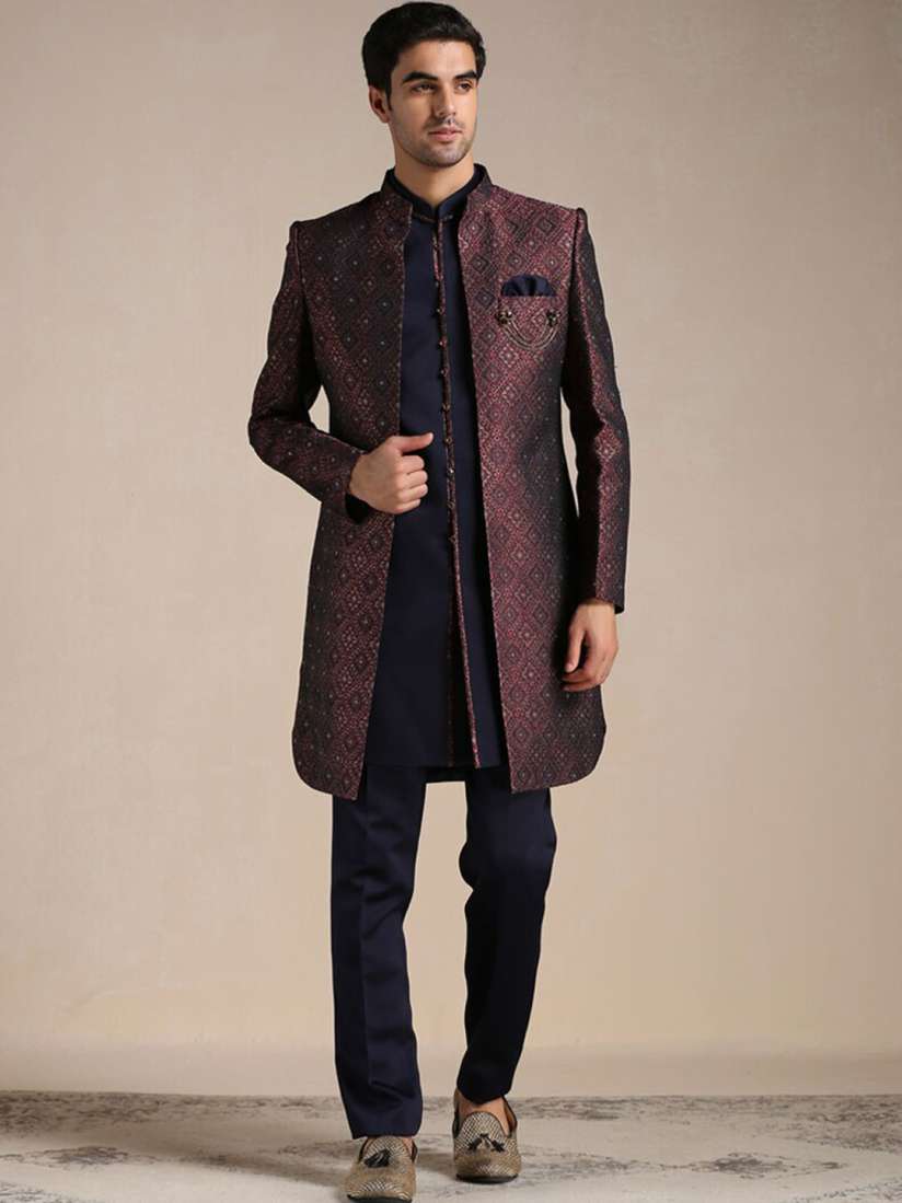 Buy Manyavar Men Brocade Printed Sherwani Set Sherwani for Men 21165408 Myntra