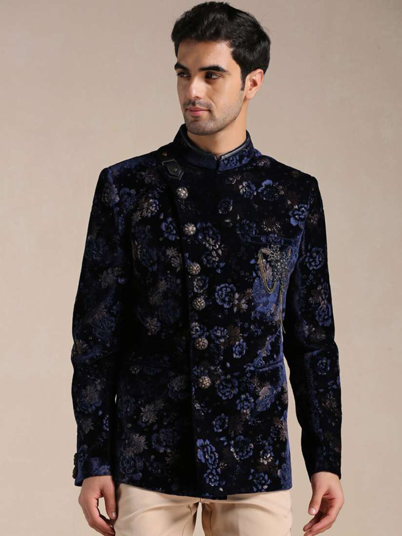 Buy Manyavar Velvet Printed Embellished Indo Western Sherwani Set Sherwani for Men 21165418 Myntra