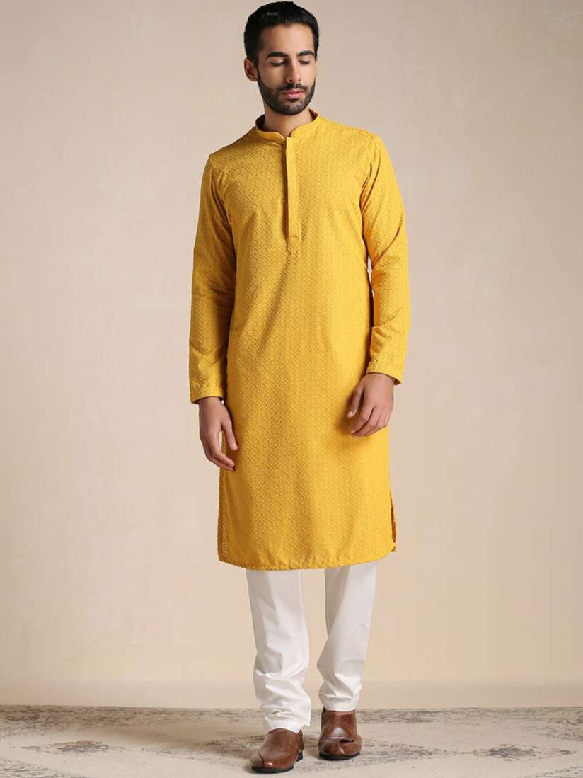 Buy Manyavar Men Full Sleeves Kurta With Churidar Kurta Sets for Men 21166238 Myntra