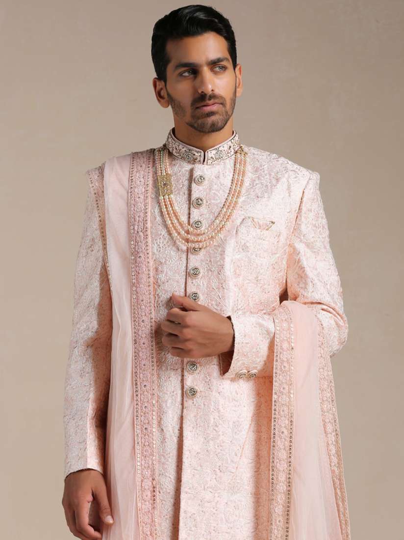Manyavar pink sherwani discount