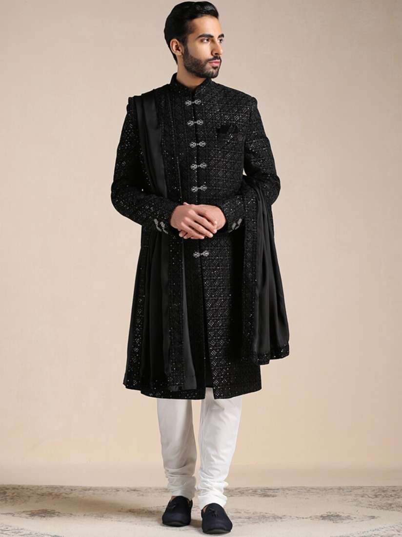 Buy Manyavar Men Self Design Sherwani Set Sherwani for Men 21166418 Myntra