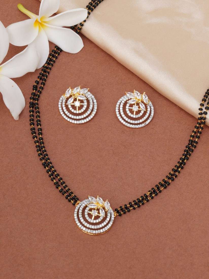 Buy Voylla Gold Plated CZ Studded Beaded Mangalsutrautra Mangalsutra for Women 21167202 Myntra