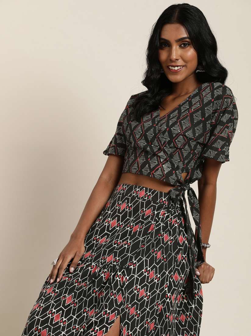 Crop top with skirt in myntra top
