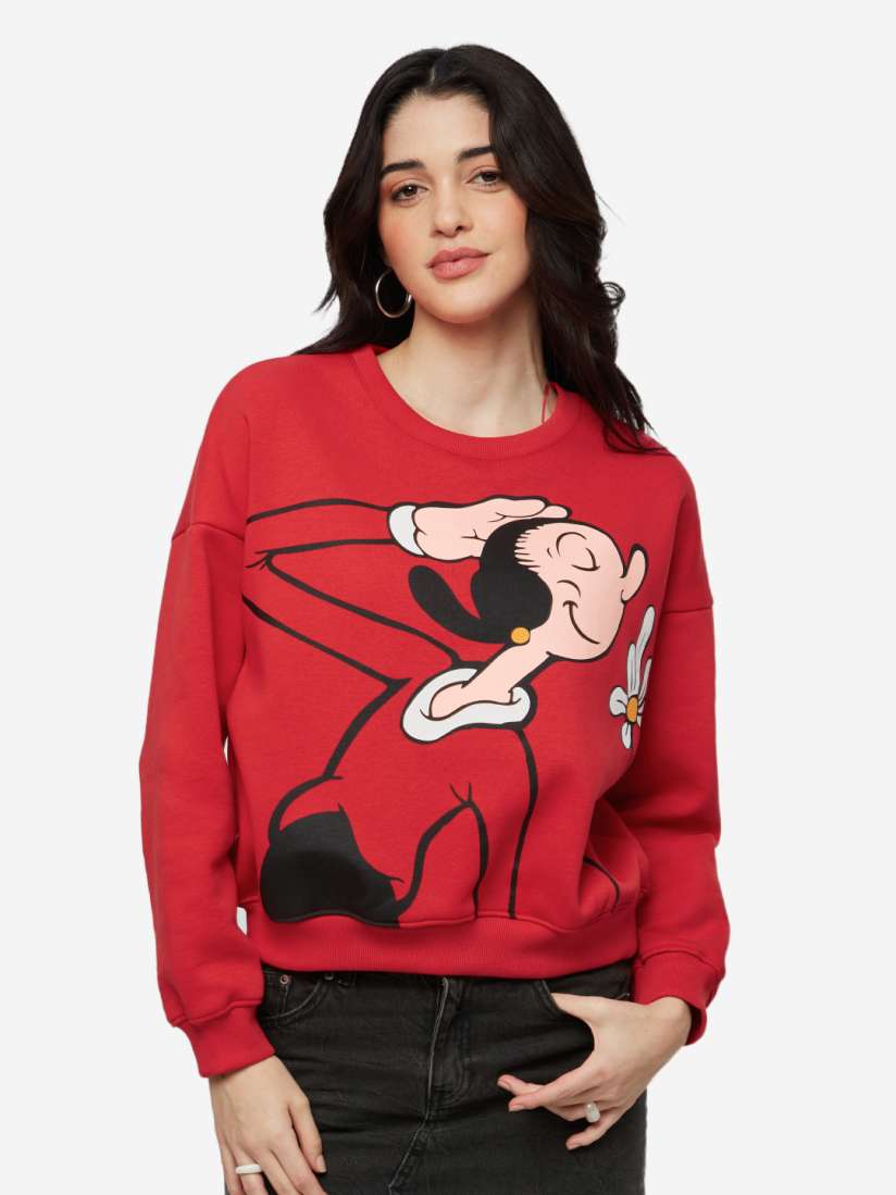 Buy The Souled Store Popeye Printed Oversized Sweatshirt Sweatshirts for Women 21171384 Myntra