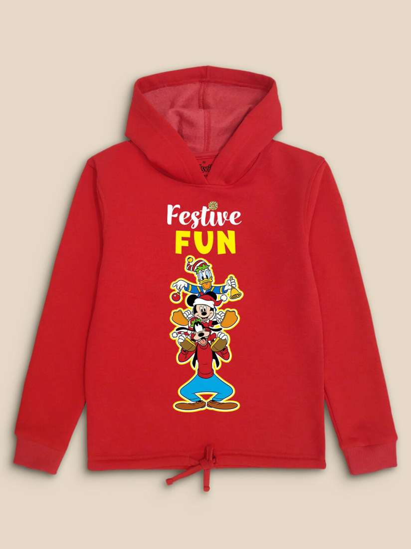 Buy Kids Ville Kids Girls Christmast Mickey Friends Printed Hoodie Sweatshirts Sweatshirts for Girls 21174700 Myntra