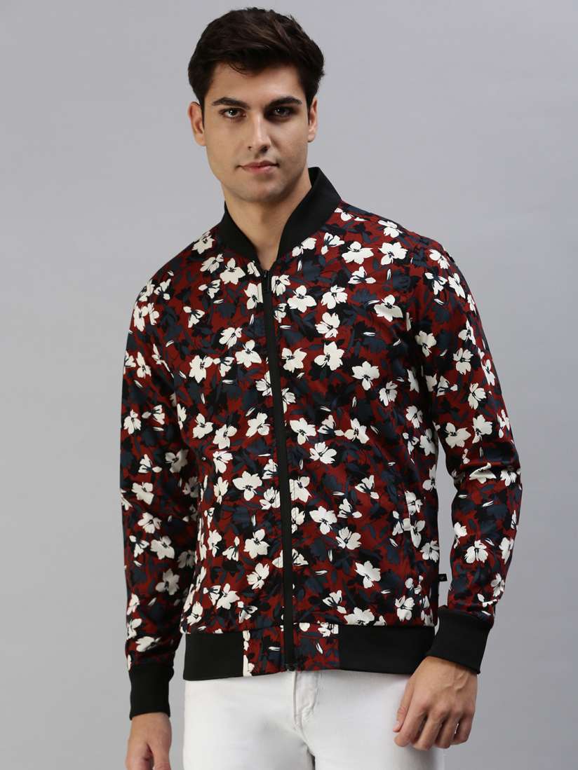 Men floral bomber jacket deals