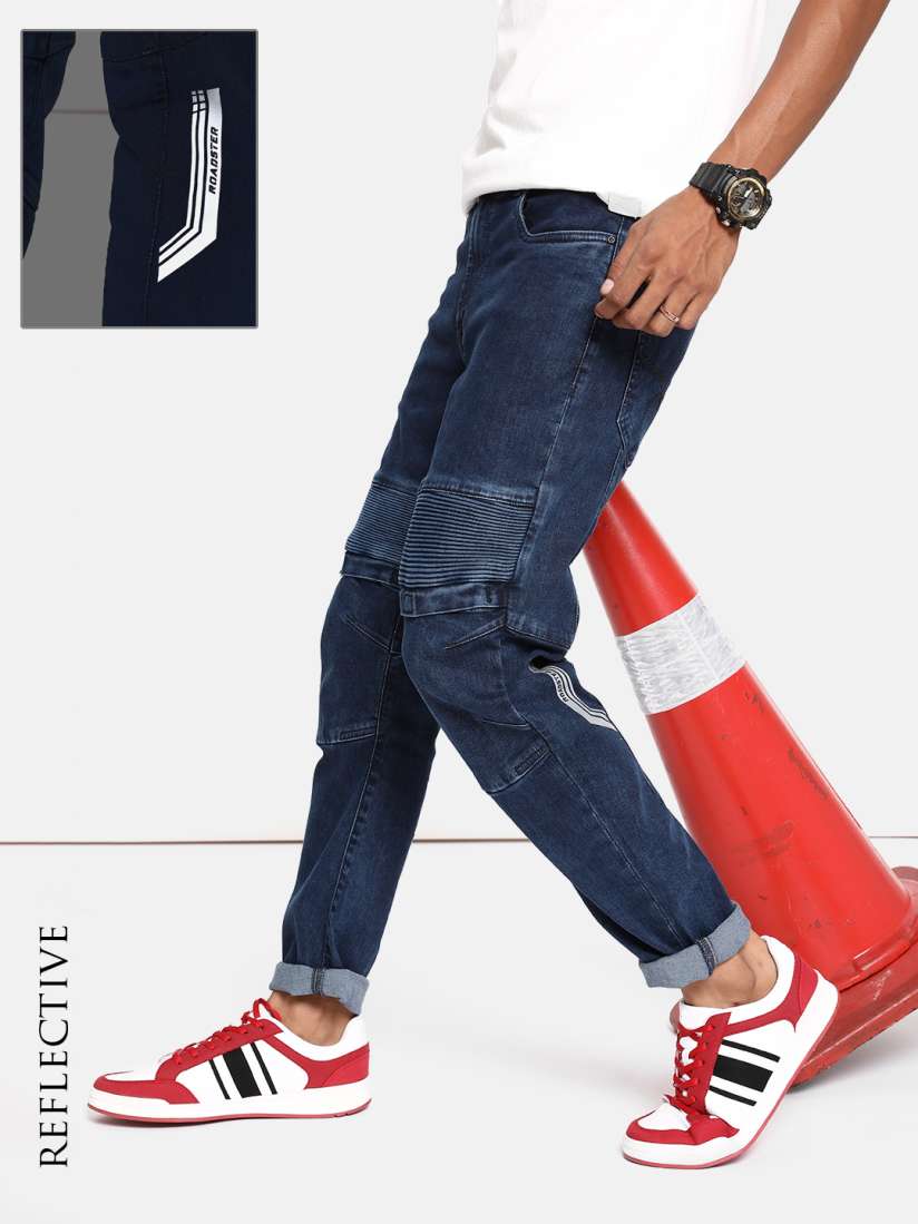 Red biker jeans mens top