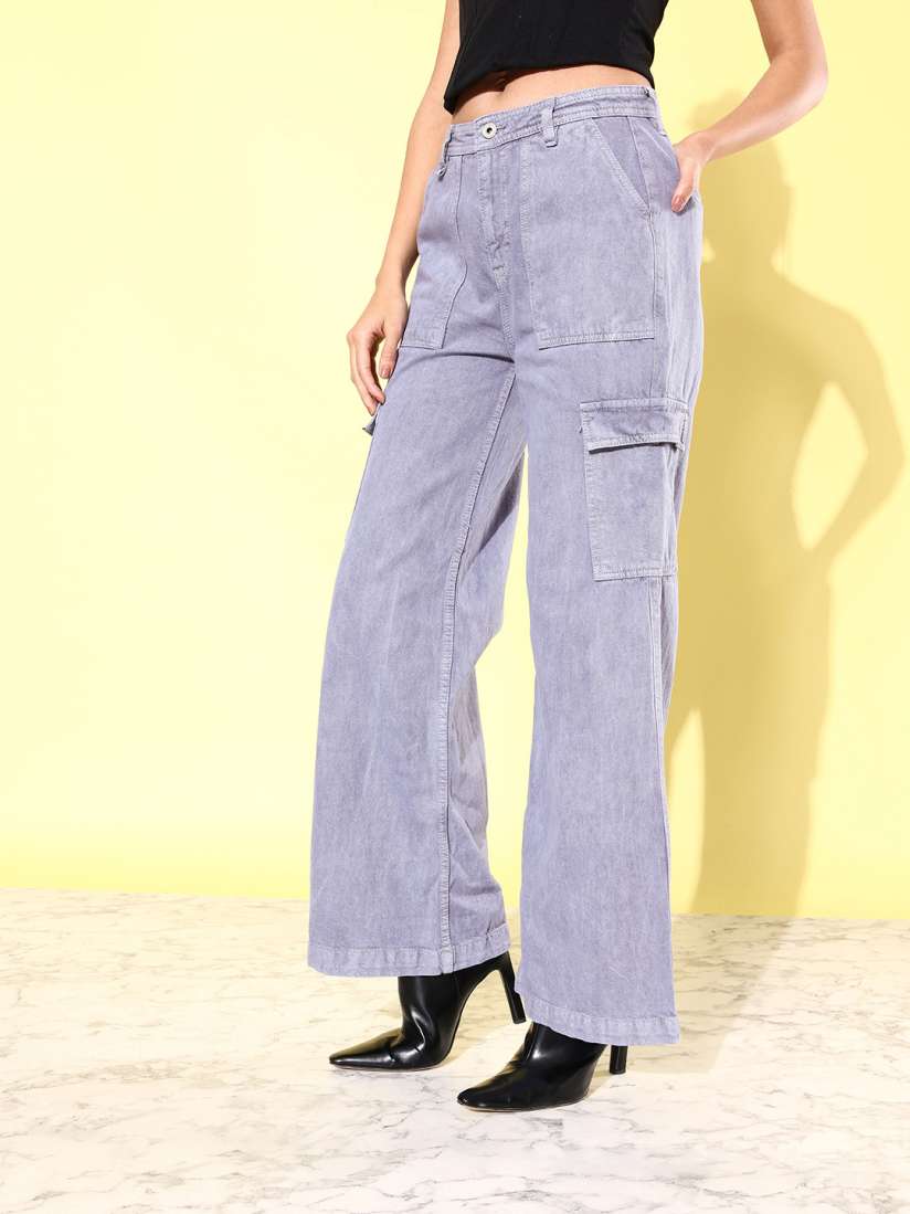 Buy The Roadster Life Co. Pure Cotton High Rise Romance Ramble Wide legs Flared Jeans Jeans for Women 21186300 Myntra