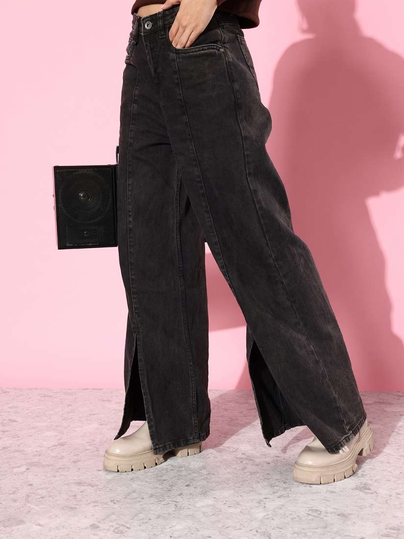 Myntra black jeans for ladies outlet