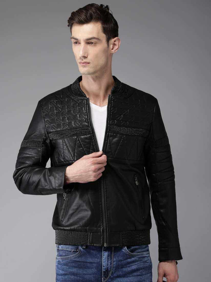 Buy Moda Rapido Men Black Solid Biker Jacket Jackets for Men 2118823 Myntra
