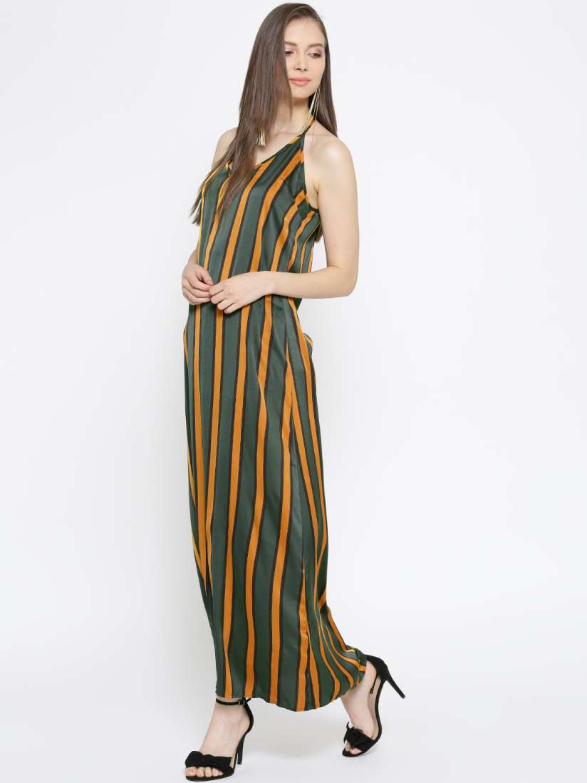 Buy FOREVER 21 Women Green Striped Maxi Dress Dresses for Women 2119331 Myntra