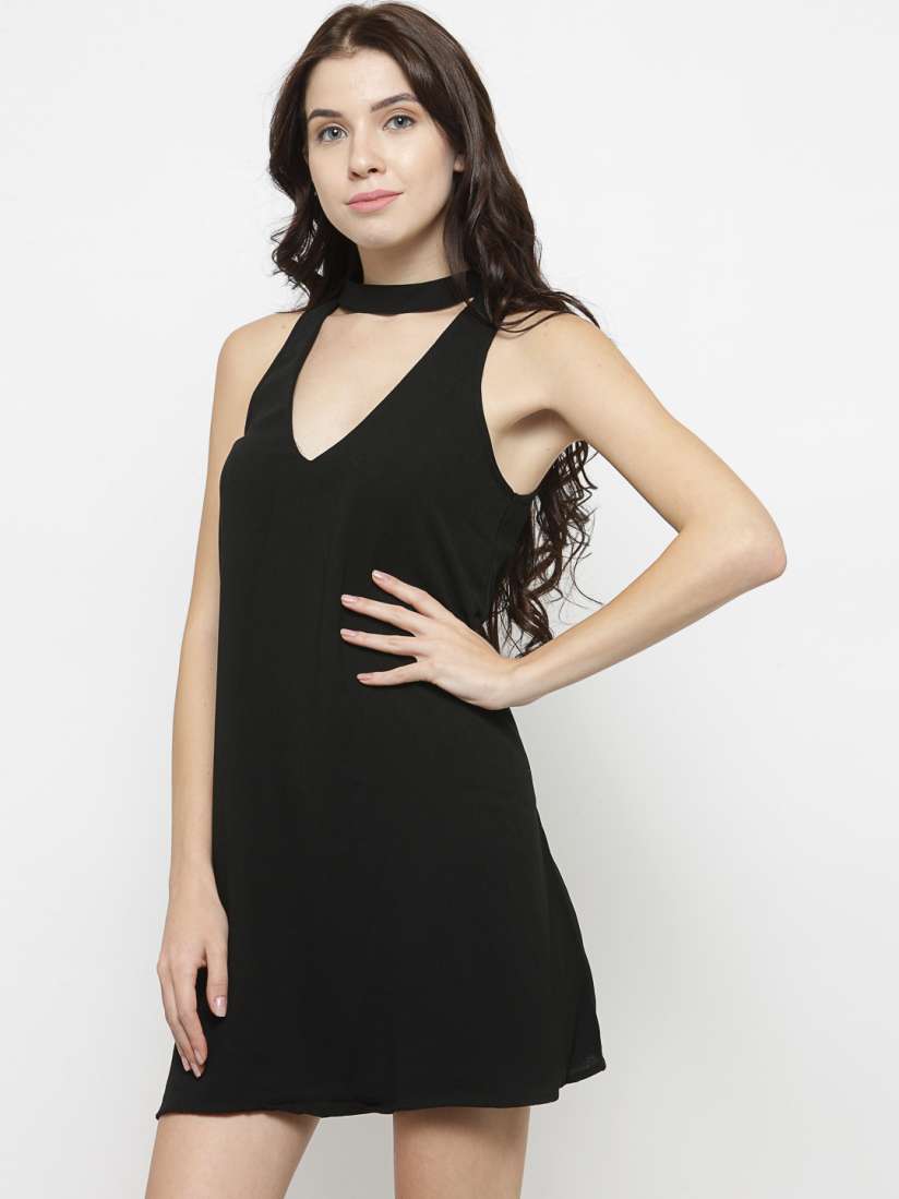 Buy FOREVER 21 Women Black Solid A Line Dress Dresses for Women 2119384 Myntra