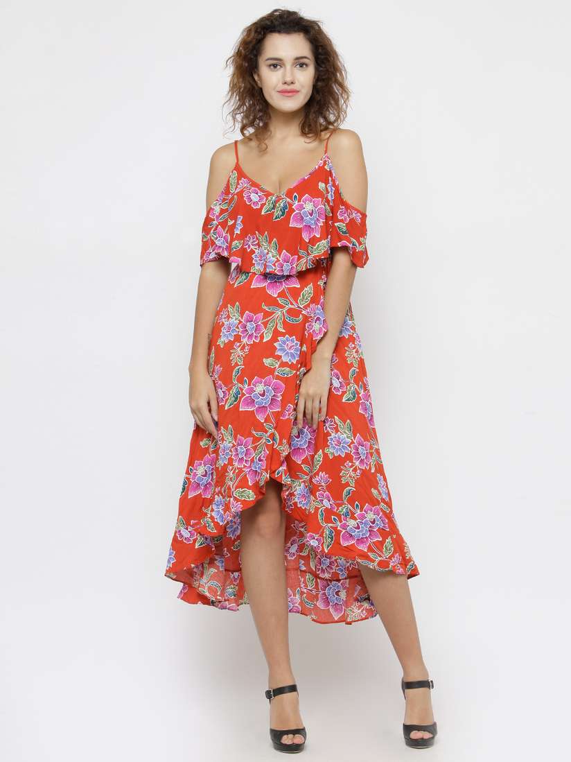 Floral Print Forever 21 Orange Floral Dress Buy FOREVER 21 Women