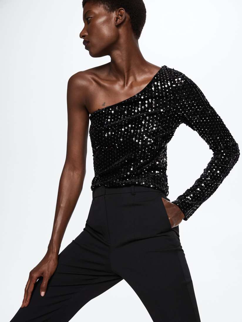 Buy MANGO Sequined One Shoulder Top Tops for Women 21198238 Myntra