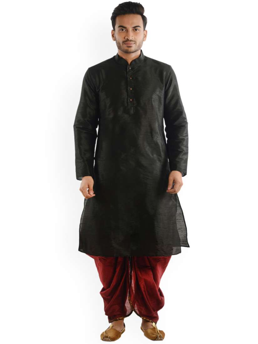 Buy DEYANN Men Black Maroon Solid Kurta with Dhoti Pants Kurta Sets for Men 2119923 Myntra