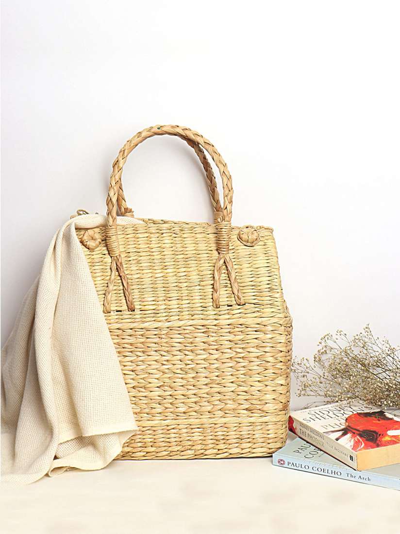 Buy HABERE INDIA Textured Oversized Shopper Tote Bag with Cut Work Handbags for Women 21208190 Myntra
