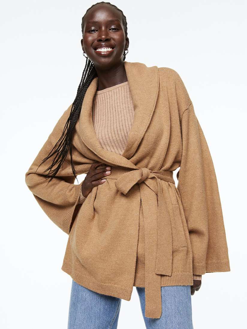 Tie Belt Knitted Cardigan With Belt Buy H&M Women Tie-Belt Fine