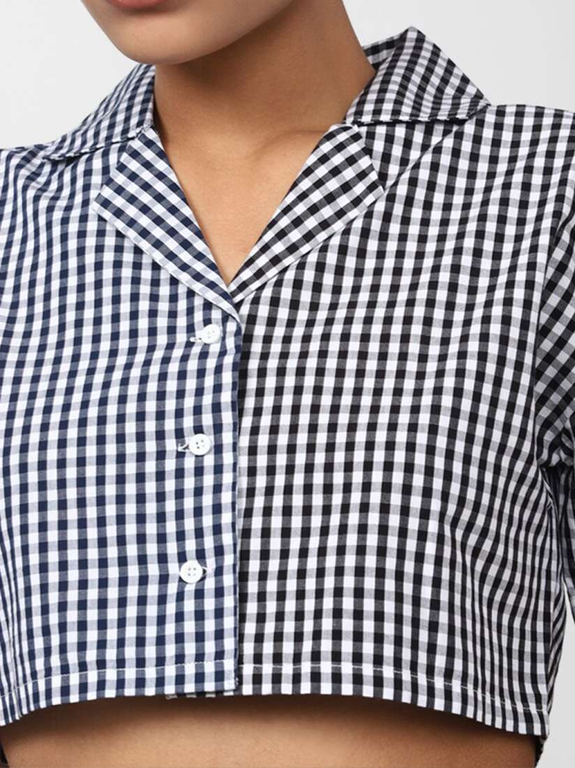 Buy FOREVER 21 Women Boxy Gingham Checked Pure Cotton Crop Casual Shirt Shirts for Women 21211770 Myntra