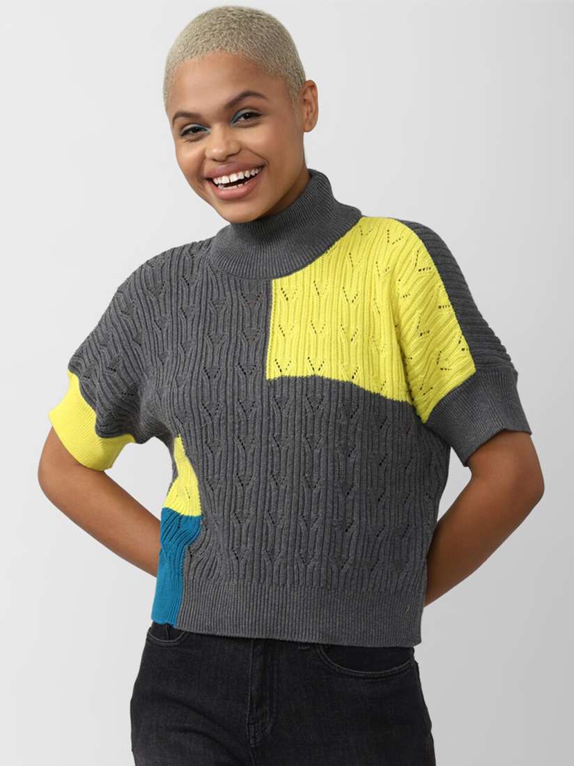 Buy FOREVER 21 Women Colourblocked Cotton Pullover Sweater Sweaters for Women 21211816 Myntra