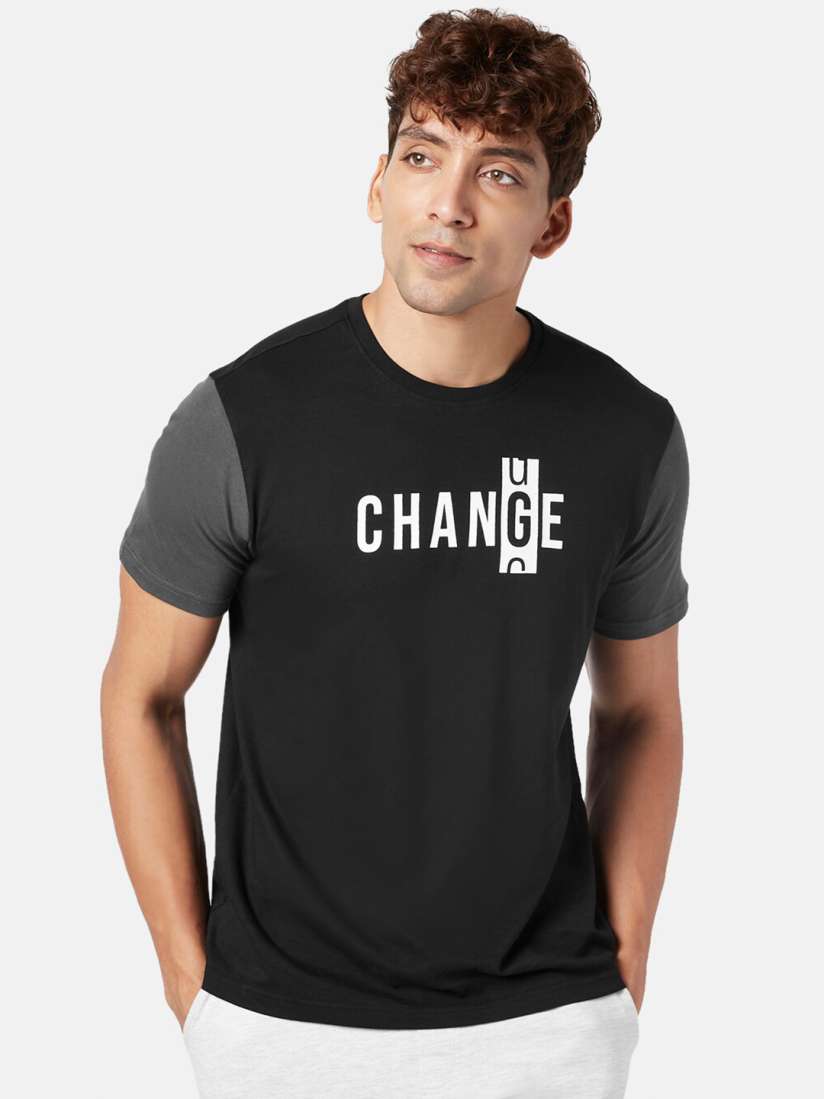 Buy Ajile by Pantaloons Men Typography Printed Slim Fit Cotton T shirt Tshirts for Men 21227832 Myntra
