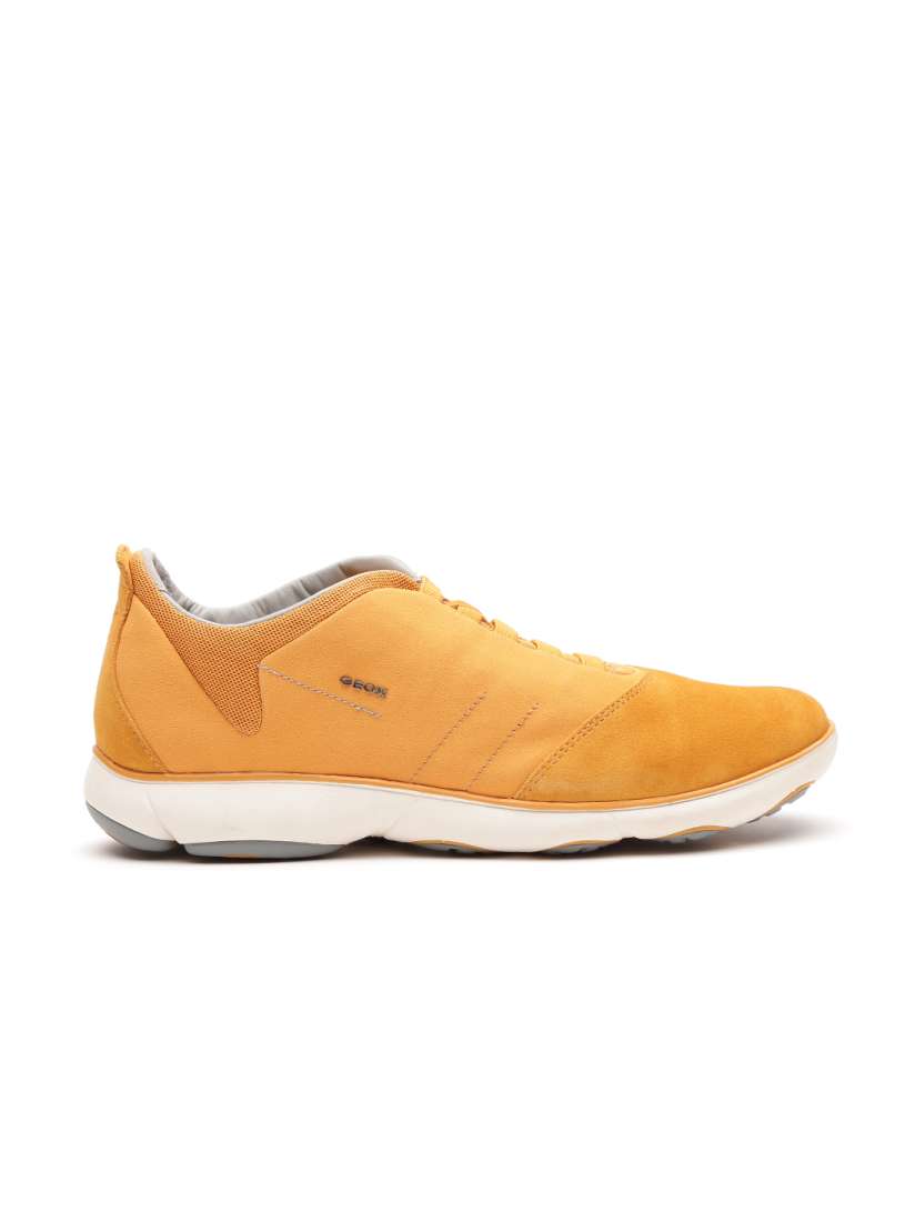 Buy Geox Breathes Men Mustard Yellow Italian Patent Leather Sneakers Casual Shoes for Men 2124459 Myntra