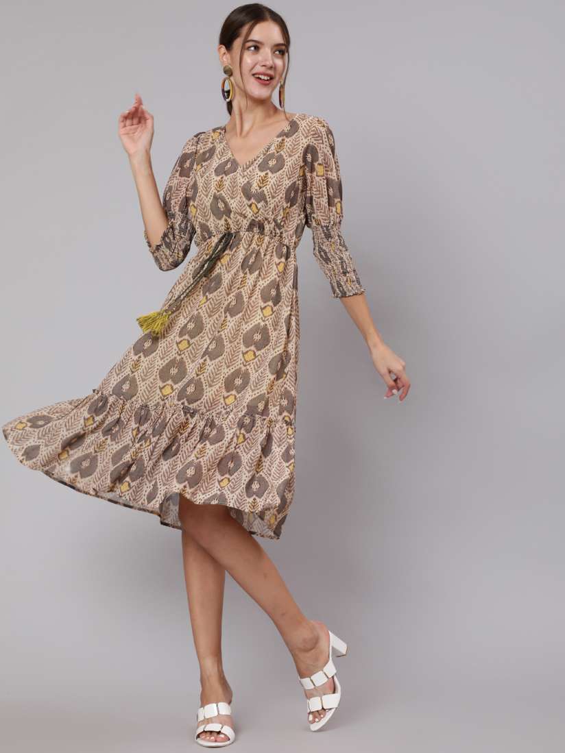 Buy Jaipur Kurti Ethnic Motifs Georgette A Line Dress Dresses for Women 21247510 Myntra