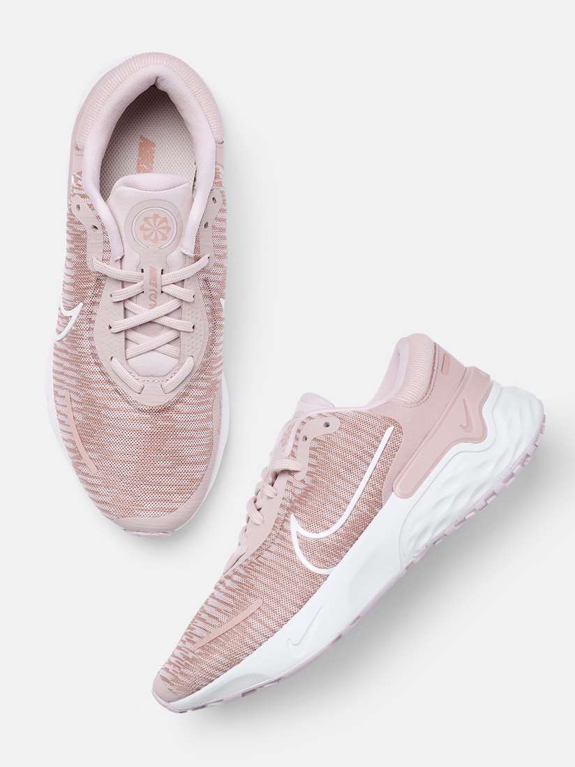 nike running renew run sneakers in rose gold