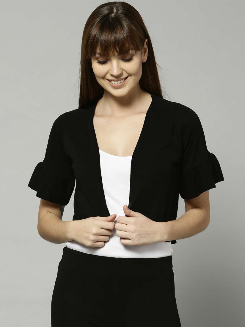 Buy Marks Spencer Women Black Solid Crop Cardigan Sweaters for Women 2125549 Myntra