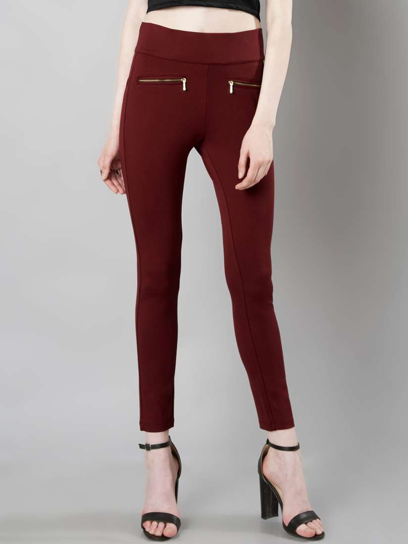 Buy FabAlley Maroon Treggings Jeggings for Women 2126765 Myntra