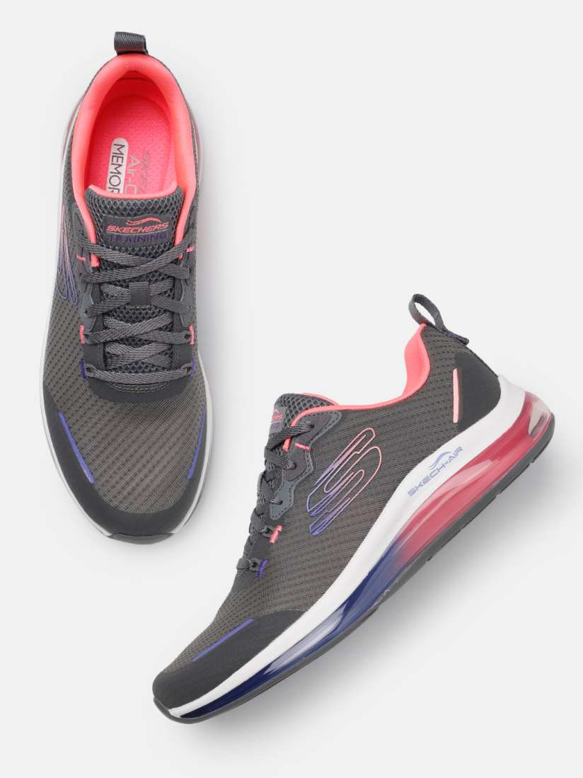 Skechers womens grey sneakers hot sale