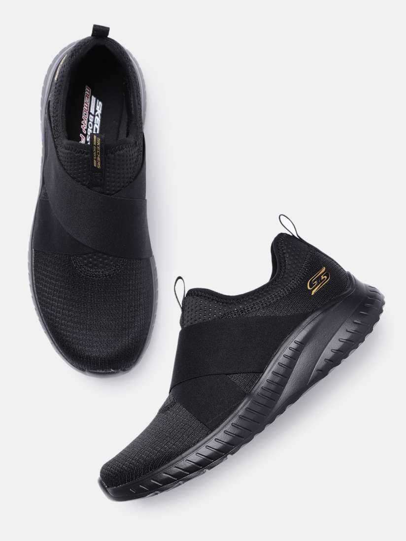 Skechers womens black slip on sneakers clearance
