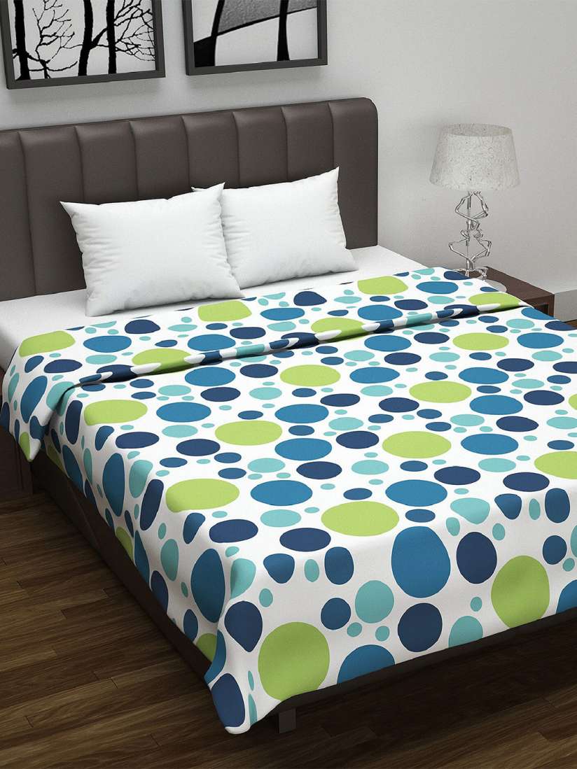 Buy Divine Casa Garden Bliss White Blue Mild Winter 120 GSM Cotton Reversible Double Bed Dohar Blankets Quilts and Dohars for Unisex 21287906 Myntra