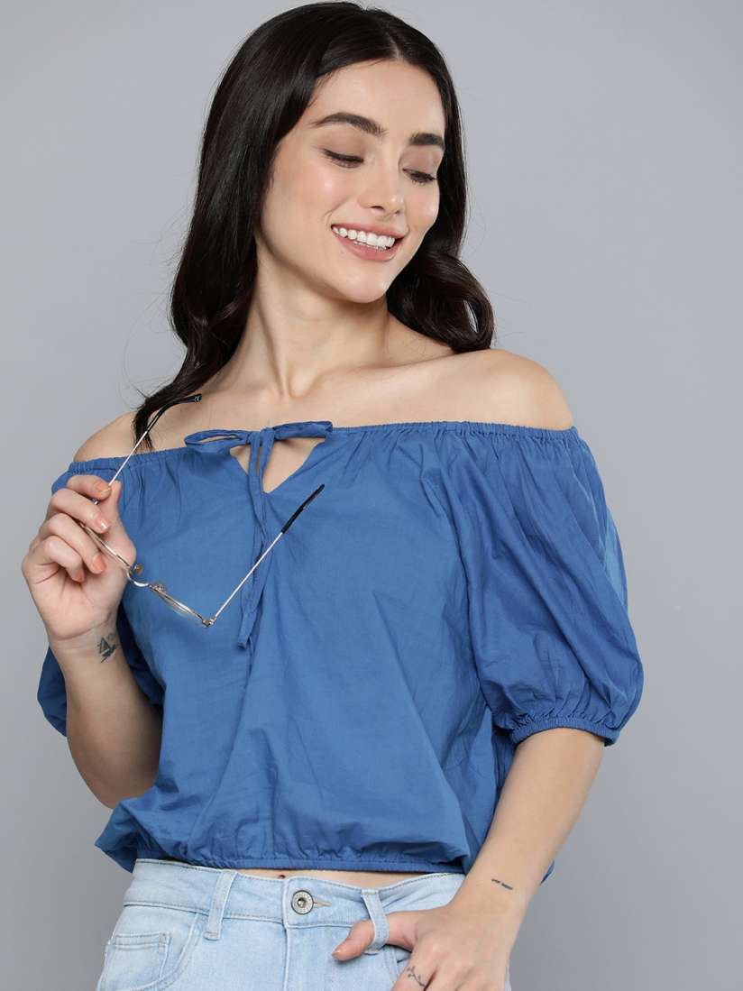 Off shoulder tops myntra on sale