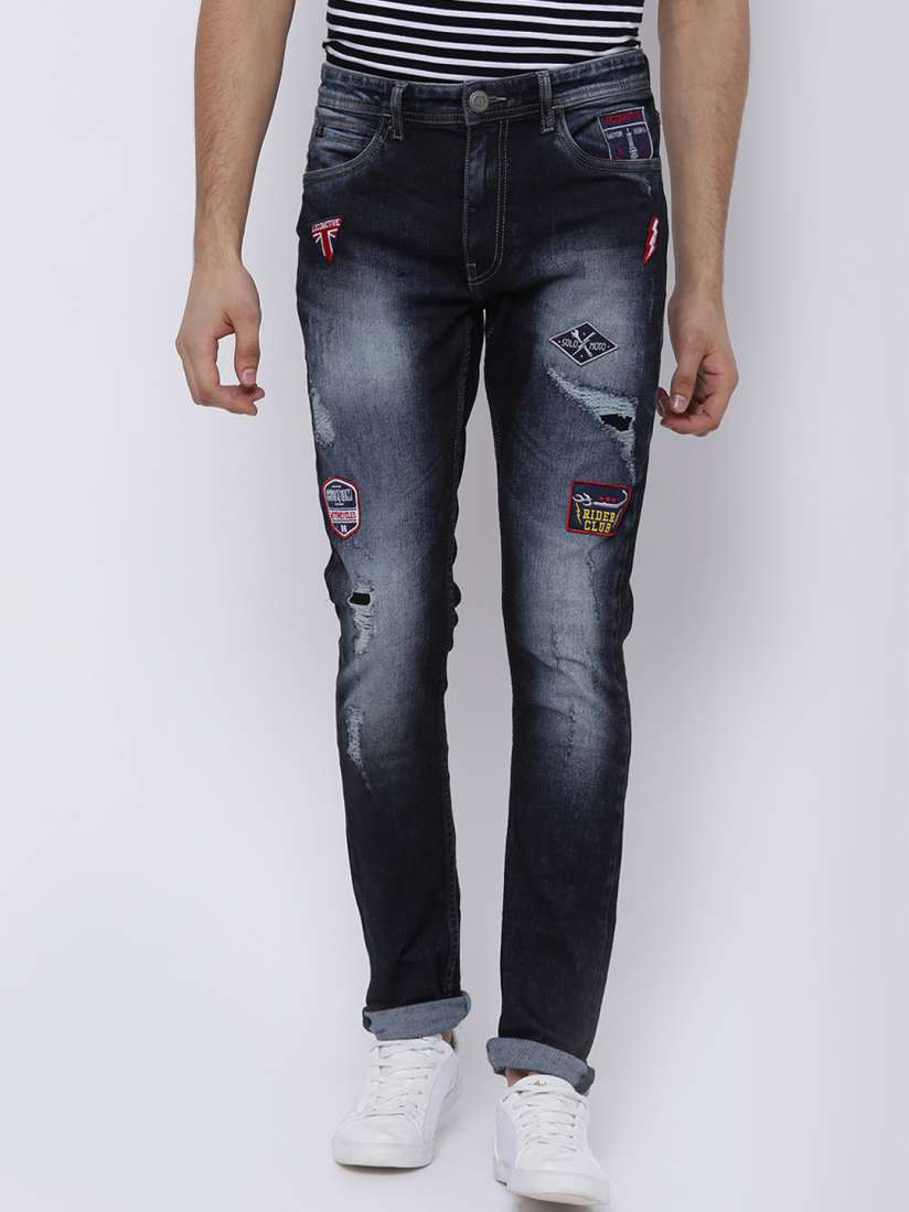Buy LOCOMOTIVE Men Blue Slim Fit Mid Rise Mildly Distressed Stretchable Jeans Jeans for Men 2129414 Myntra