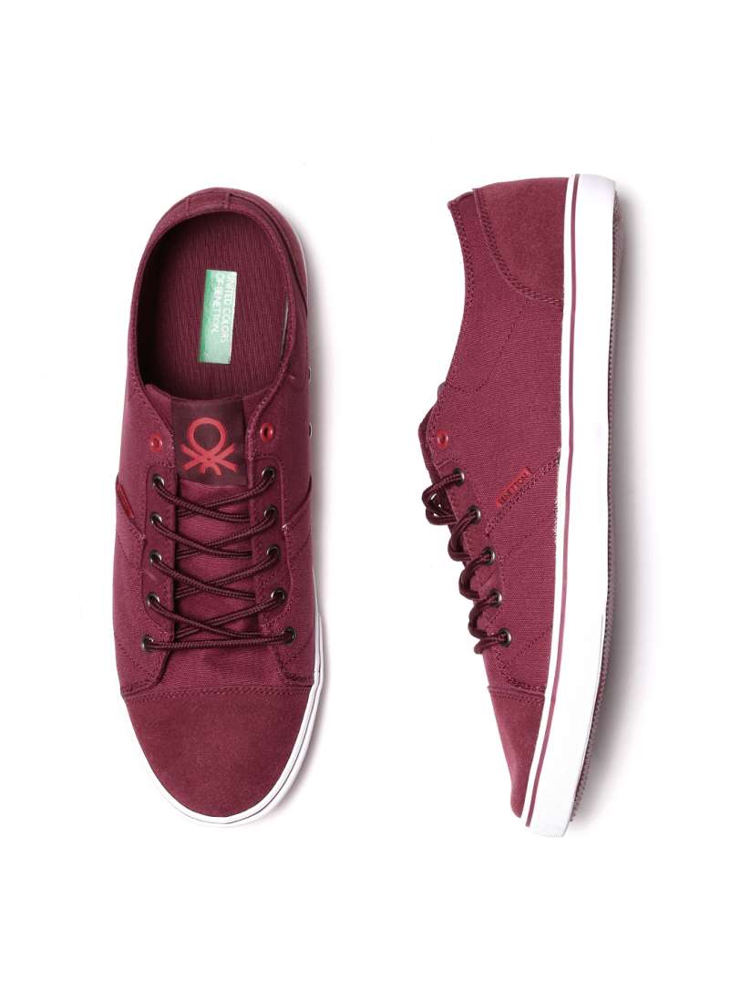 Mens burgundy canvas shoes top