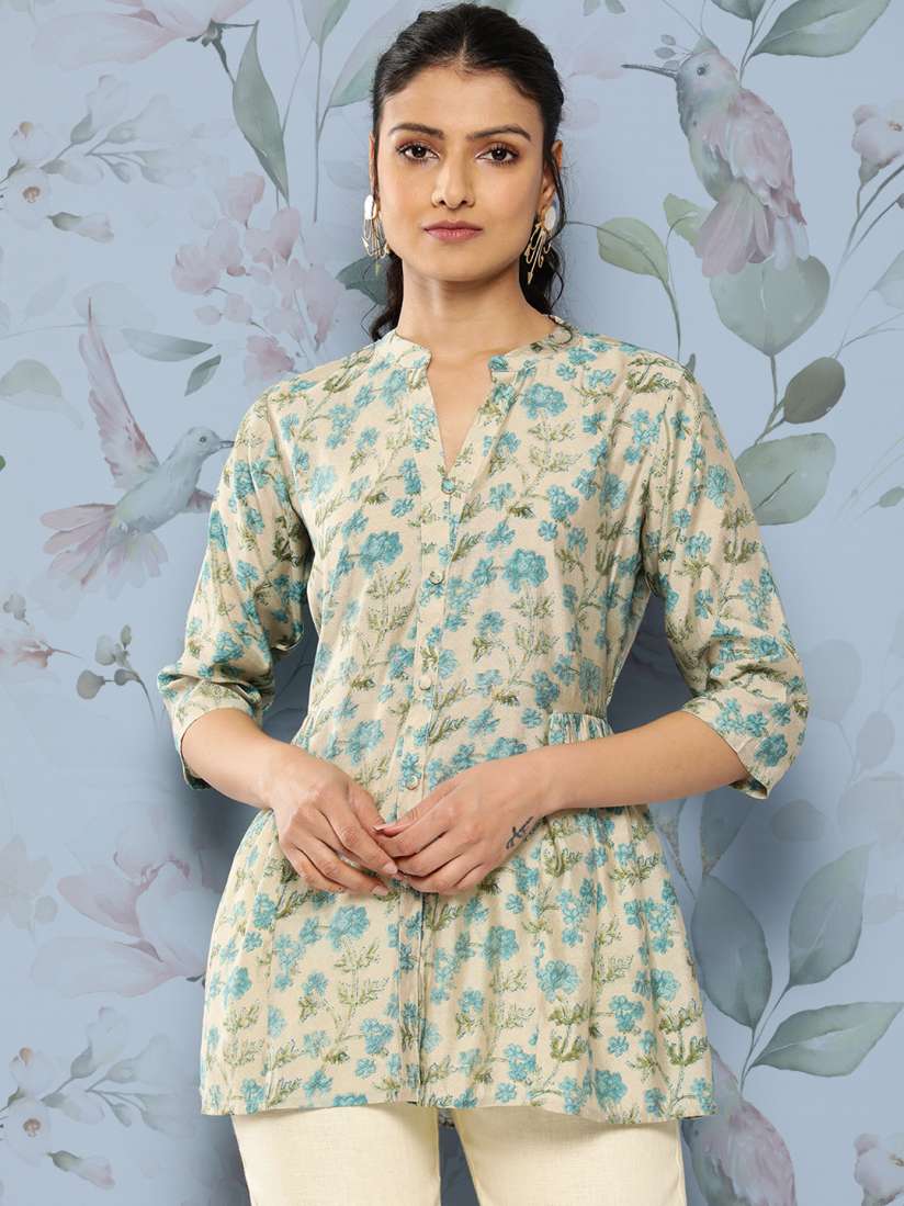 Buy Libas Floral Printed Pleated Kurti Kurtis for Women 21325304 Myntra